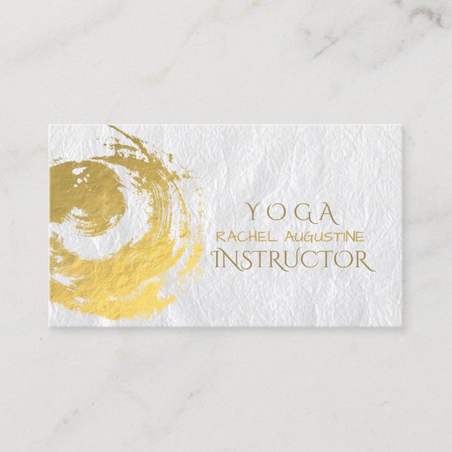 Carte De Visite Élégant YOGA Gold Foil Brosse Symbole ZEN Bus (Devant)