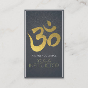 Carte De Visite Élégant Yoga Instructor Gold Om Symbole et Mandala