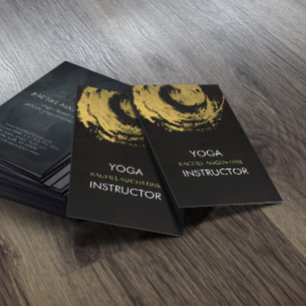 Carte De Visite Élégant YOGA Pinceaux de feuille d'or Symbole ZEN