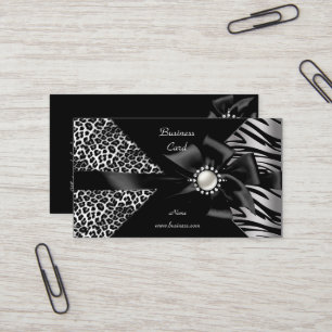Carte De Visite Élégant Zèbre Léopard Noir Diamant vue