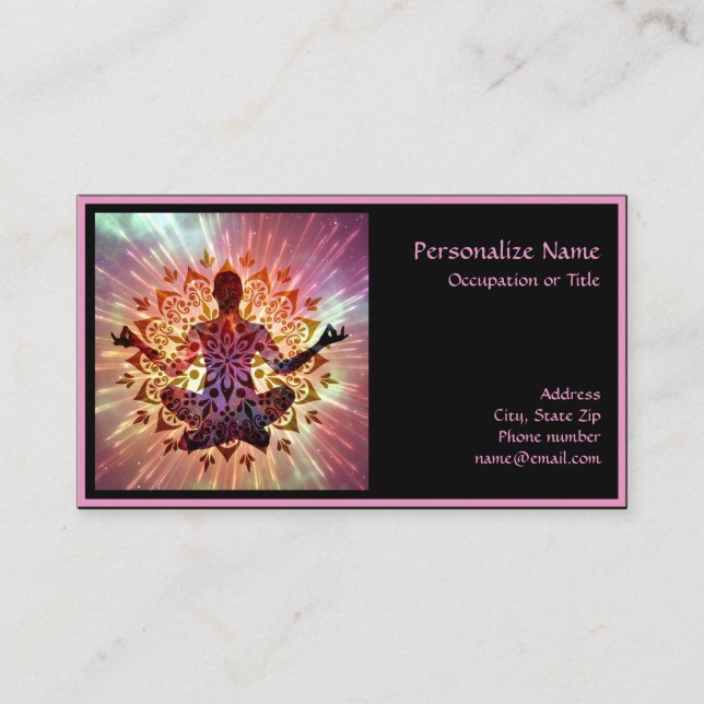 Carte De Visite Elégant Zen Yoga Lotus Méditation Chakra Mandala (Devant)