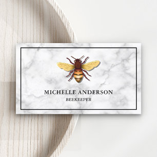 Carte De Visite Élégante abeille moderne en marbre blanc pour apic