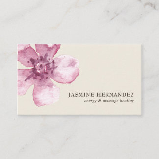 Carte De Visite Elégante aquarelle cerise fleurs rose floral