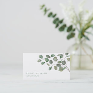 Carte De Visite Elégante aquarelle Eucalyptus Vert simple