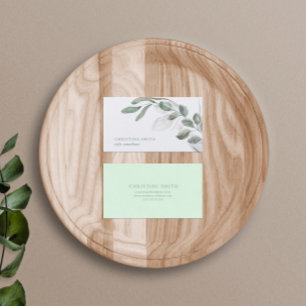Carte De Visite Elégante aquarelle Eucalyptus Vert simple