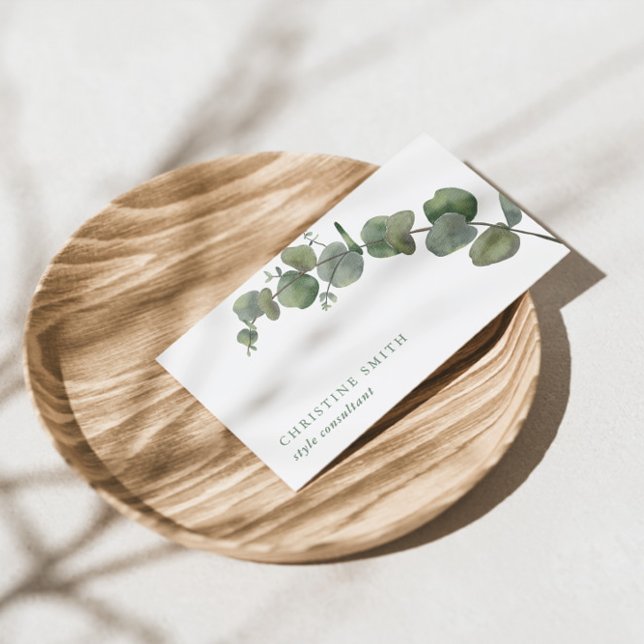 Carte De Visite Elégante aquarelle Eucalyptus Vert simple (Créateur téléchargé)