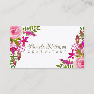 Carte De Visite Elégante aquarelle florale