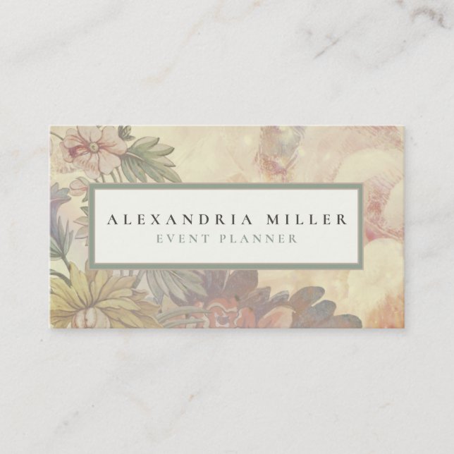 Carte De Visite Elégante aquarelle Jardin Fleurs (Devant)