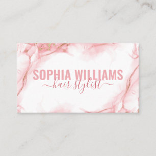 Carte De Visite Elégante Aquarelle liquide moderne rose et or