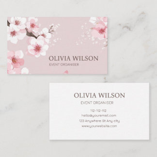 Carte De Visite Elégante aquarelle minimaliste rose et blanc