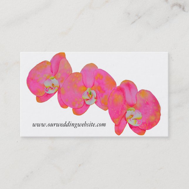 Carte De Visite Elégante aquarelle rose orchidées tropicale fleuri (Devant)