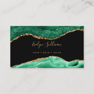 Carte De Visite élégante aquarelle vert émeraude agate