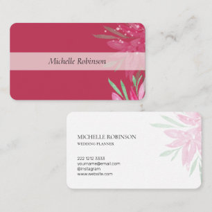 Carte De Visite Elégante aquarelle Viva Magenta Floral