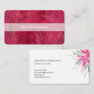 Carte De Visite Elégante aquarelle Viva Magenta Floral
