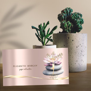 Carte De Visite Elégante Arbre Girl Silhouette Lotus Zen Stones
