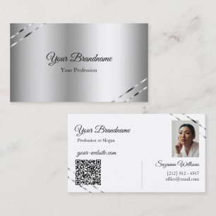 Carte de visite élégante avec code QR photo et lig