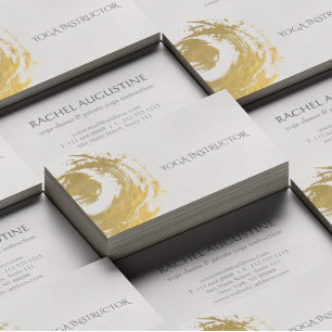 Carte De Visite élégante avec symbole zen, tracé en faux or