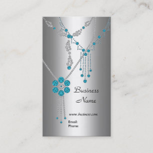 Carte de visite élégante Bijoux bleus sur Argent