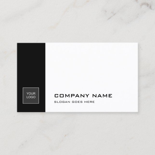 Carte De Visite Elégante Black White Sleek Plain Entreprise tendan (Devant)