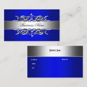 Carte de visite élégante bleu royal sur argent