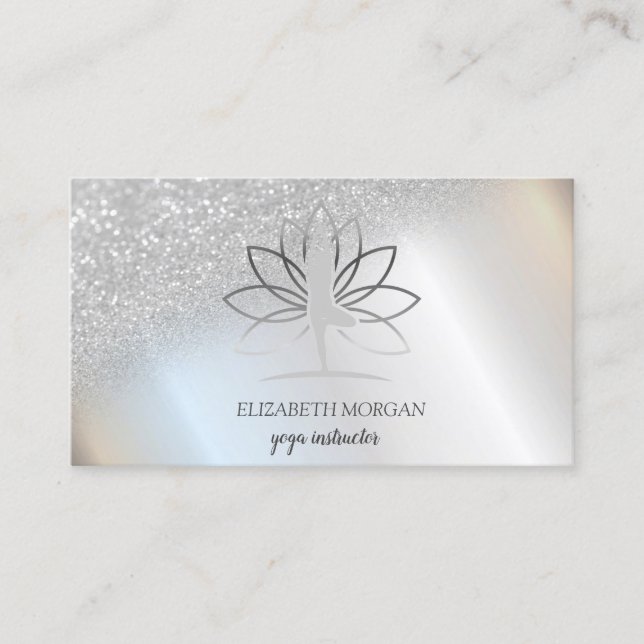 Carte De Visite Elégante Bokeh femmes Silhouette Lotus (Devant)