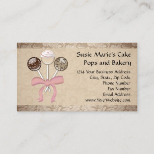 Carte De Visite Élégante boulangerie à gâteau Damask Cake Pop