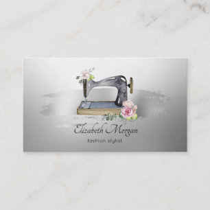 Carte De Visite Élégante Brosse Brise Lotus Gris Machine à coudre