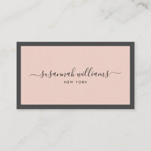 Carte De Visite Élégante Calligraphie de script de luxe Rose encad
