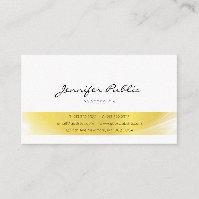 Carte De Visite Élégante Calligraphie Or Luxe tendance Plain Chic (Devant)