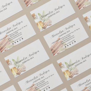 Carte De Visite Élégante cannelle Huiles essentielles Floral Aquar