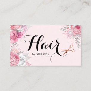 Carte De Visite Elégante coiffeuse rose en cuivre