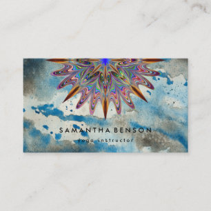 Carte De Visite Elégante couleur de l'eau Lotus Fleur Logo Yoga