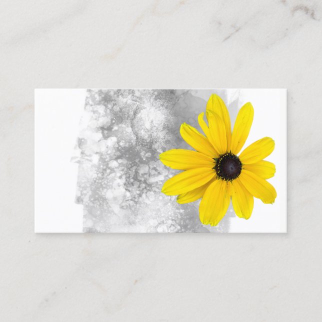 Carte De Visite élégante couleur jaune fleur gris (Devant)