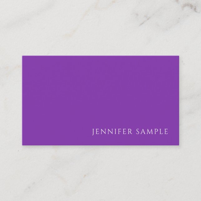Carte De Visite Elégante couleur violet moderne Modèle professionn (Devant)