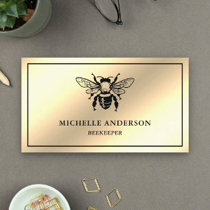 Carte De Visite Élégante crème Chic Gold Foil Honey Beekeeper