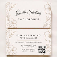 Carte de visite élégante de psychologue avec code 