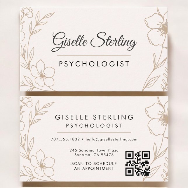 Carte de visite élégante de psychologue avec code  (Créateur téléchargé)