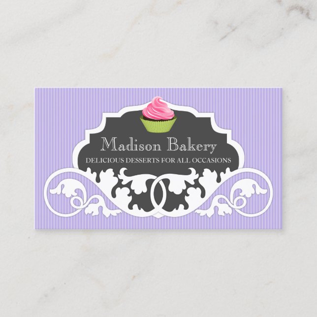 Carte De Visite Élégante décoration de boulangerie Cupcake (Devant)