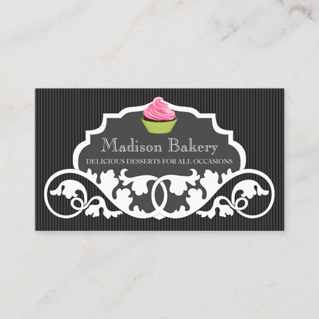 Carte De Visite Élégante décoration de boulangerie Cupcake (Devant)