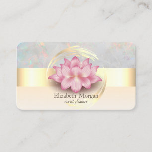 Carte De Visite Élégante Doré Moderne Bande Lotus Opal Holographiq