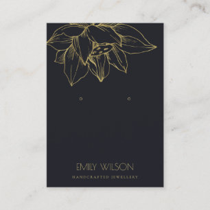 CARTE DE VISITE ÉLÉGANTE ÉCRAN D'OR NOIR LOTUS SIMPLE EARRING AFFI