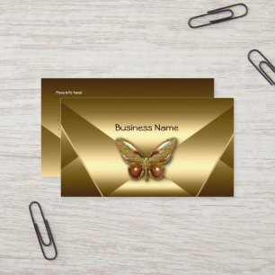 Carte de visite élégante en bronze doré papillon b