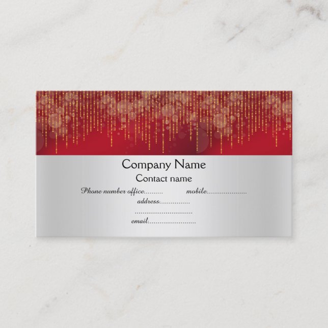 Carte De Visite élégante entreprise rouge étincelante or (Devant)