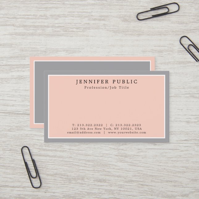 Carte De Visite Élégante et moderne, couleurs harmonieuses, simple (Devant/Arrière en situation)