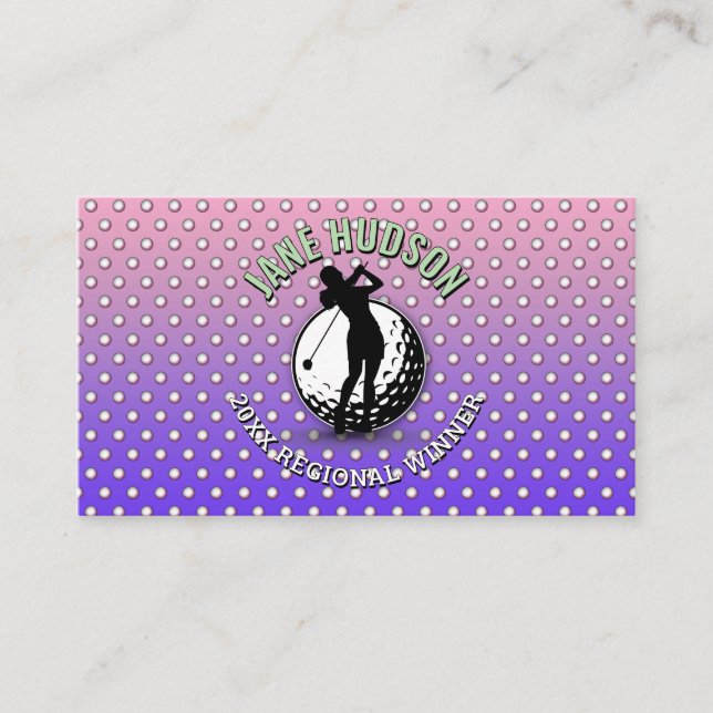 Carte De Visite Elégante femme Golfer Monogramme Design (Devant)