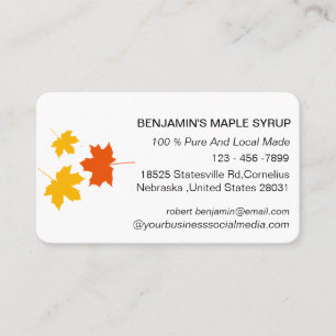Carte De Visite  Élégante ferme de sirop feuille d'érable 