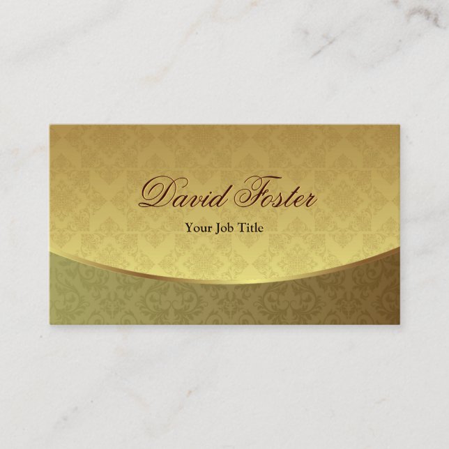 Carte De Visite Elégante feuille d'or avec Damas de luxe (Devant)
