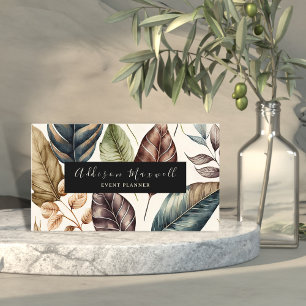 Carte De Visite Élégante feuille d'or verte