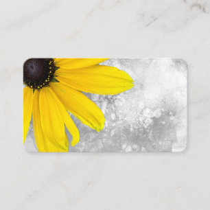 Carte De Visite élégante fleur jaune vif sur l'aquarelle gris
