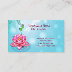 Carte De Visite Elégante Fleur Lotus Zen Yoga Méditation Sky Blue